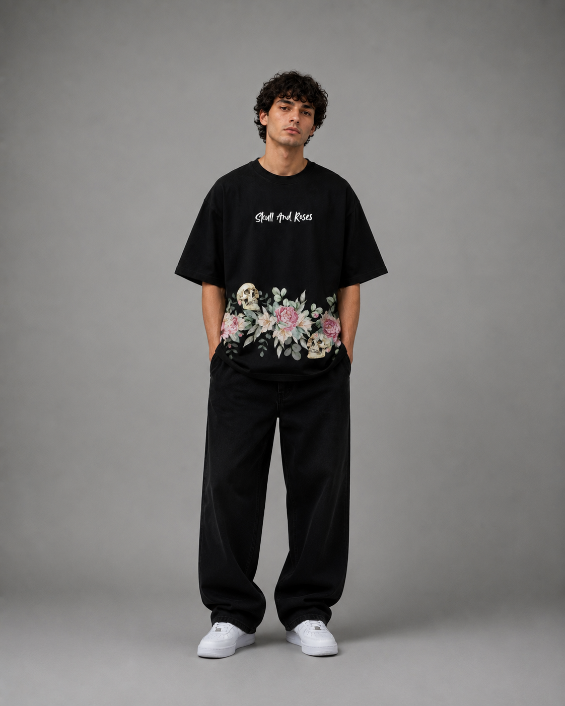 KnowChoice Signature Collection – Skull & Roses Oversized T-Shirt