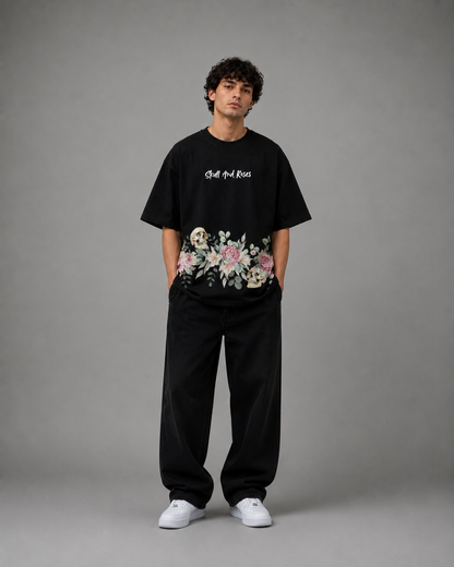 KnowChoice Signature Collection – Skull & Roses Oversized T-Shirt