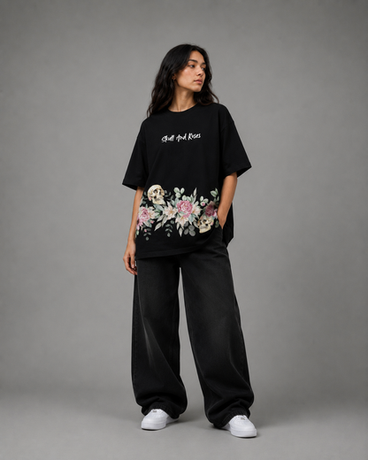 KnowChoice Signature Collection – Skull & Roses Oversized T-Shirt